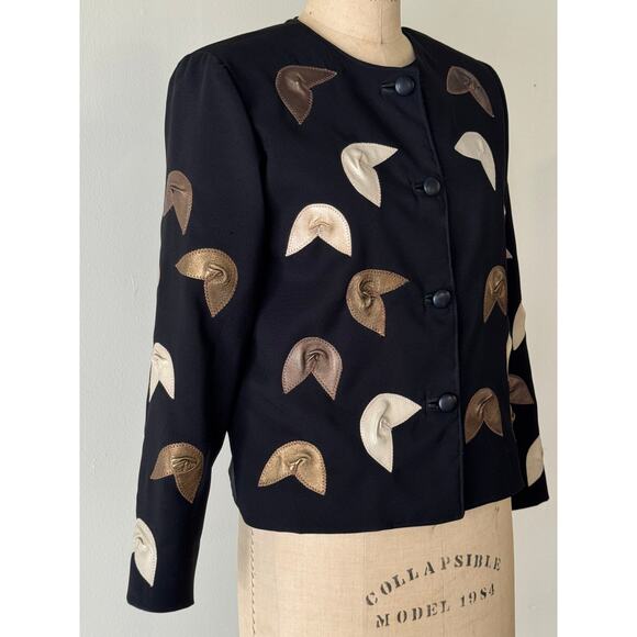 Vintage Metallic Leather Fortune Cookie Appliqué Jacket - Picture 2 of 6